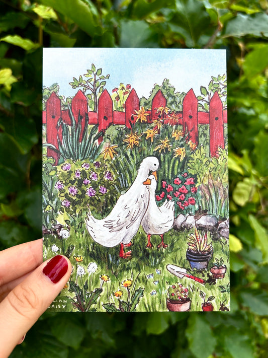 "Ducks in the Garden" A6 Postcard Print