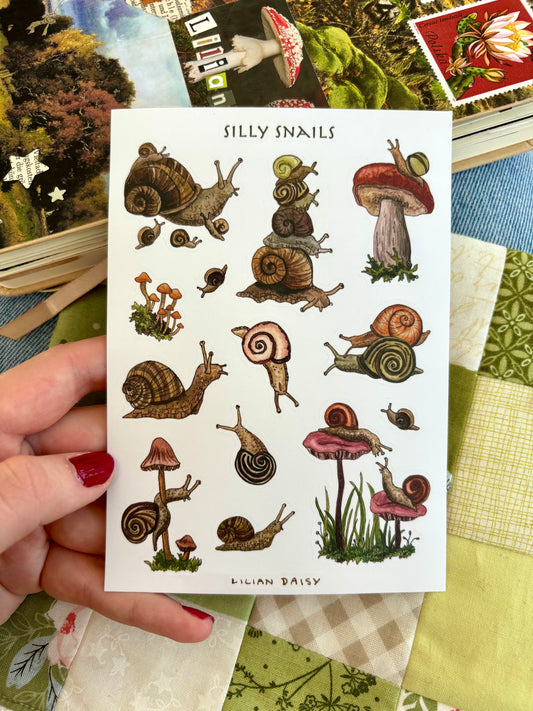 "Silly Snails" Sticker Sheet