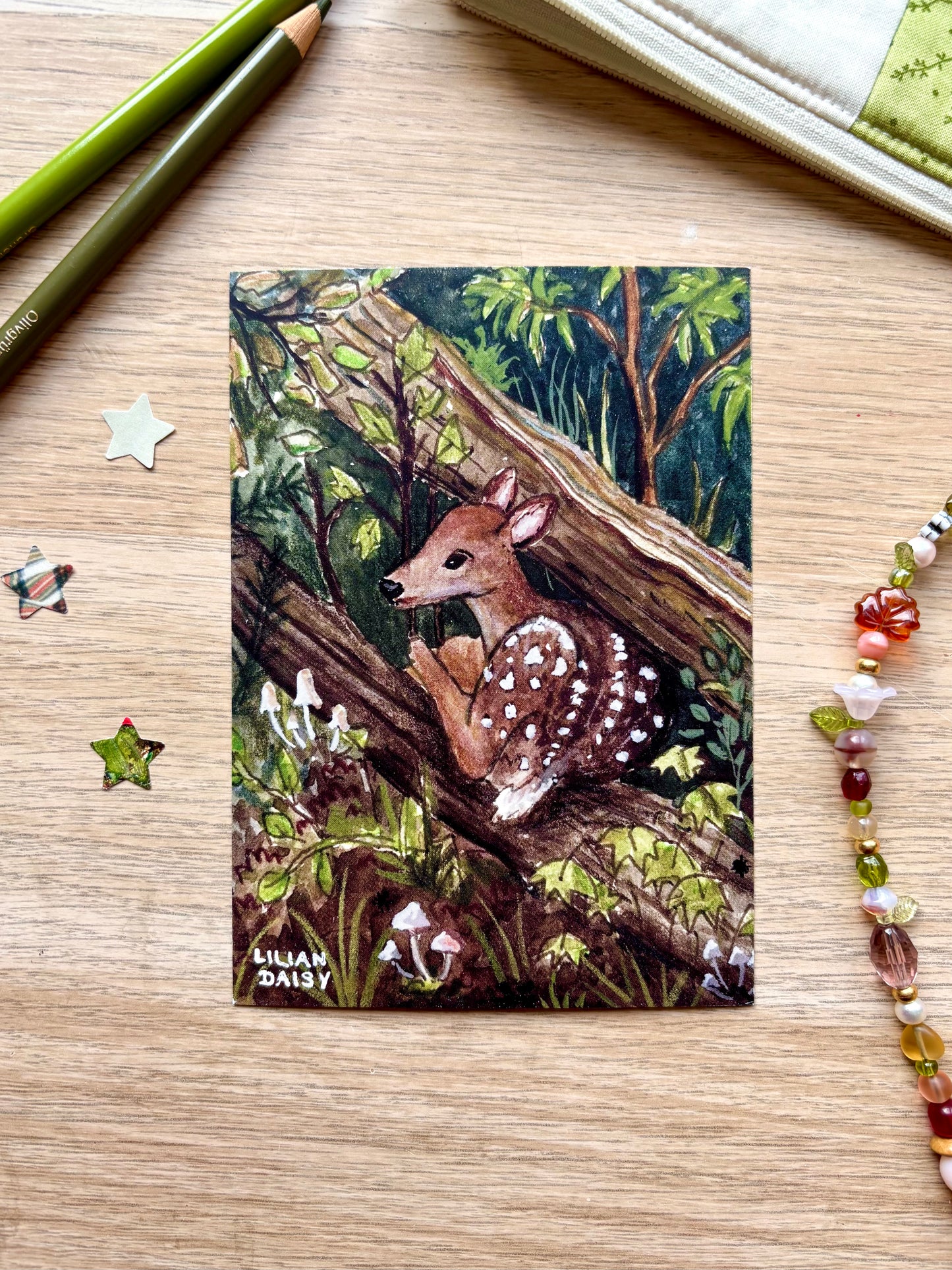"Deer in the forest" A6 Postcard Print
