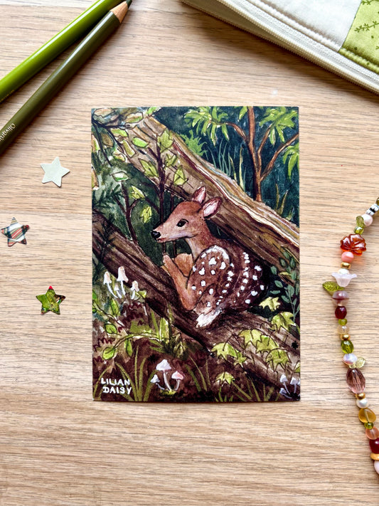 "Deer in the forest" A6 Postcard Print