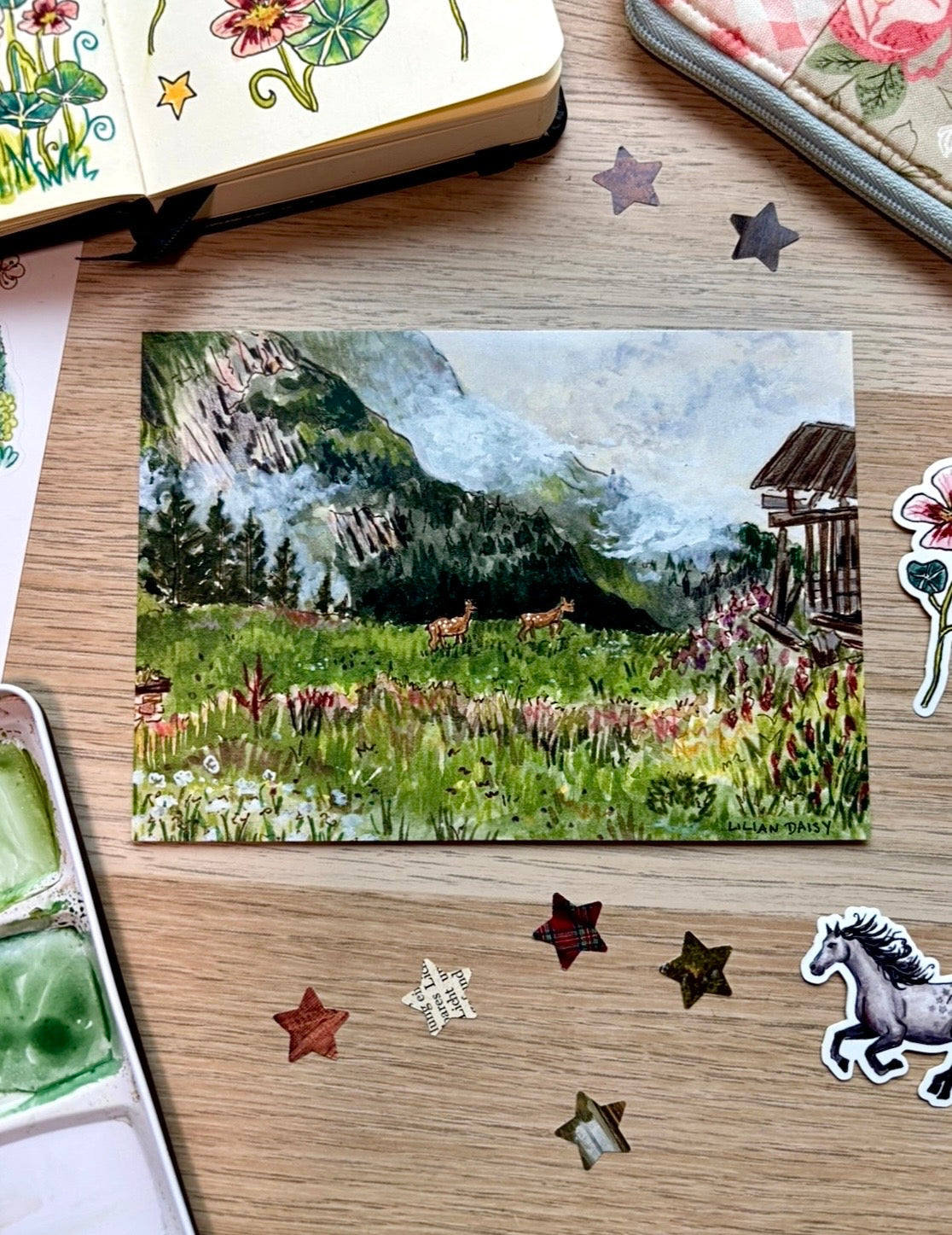 "Deer in the Mountains" A6 Postcard Print