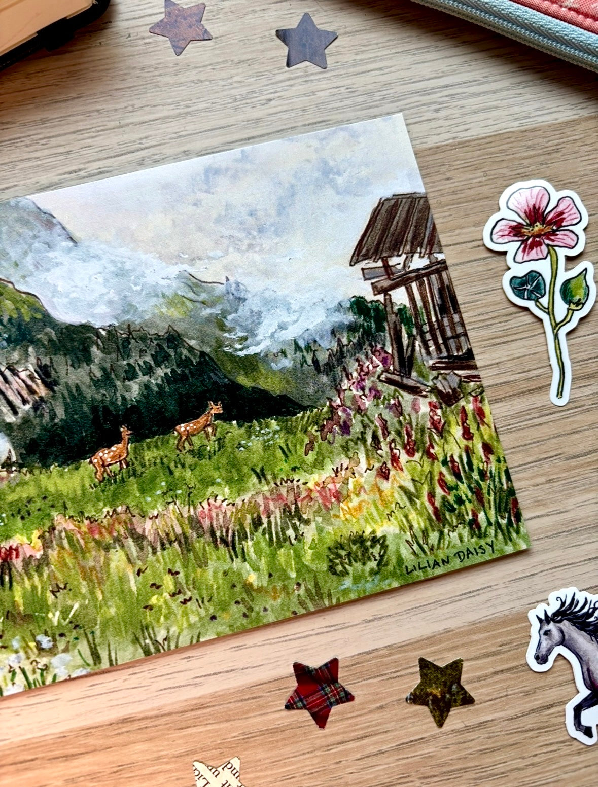"Deer in the Mountains" A6 Postcard Print