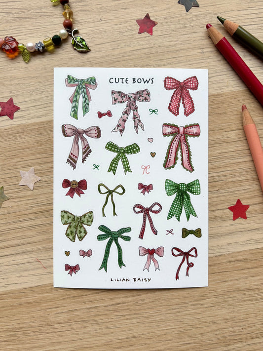 "Cute Bows" Sticker sheet