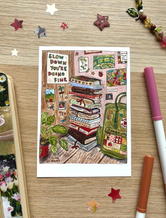 "Journal Stack" A6 Postcard Print