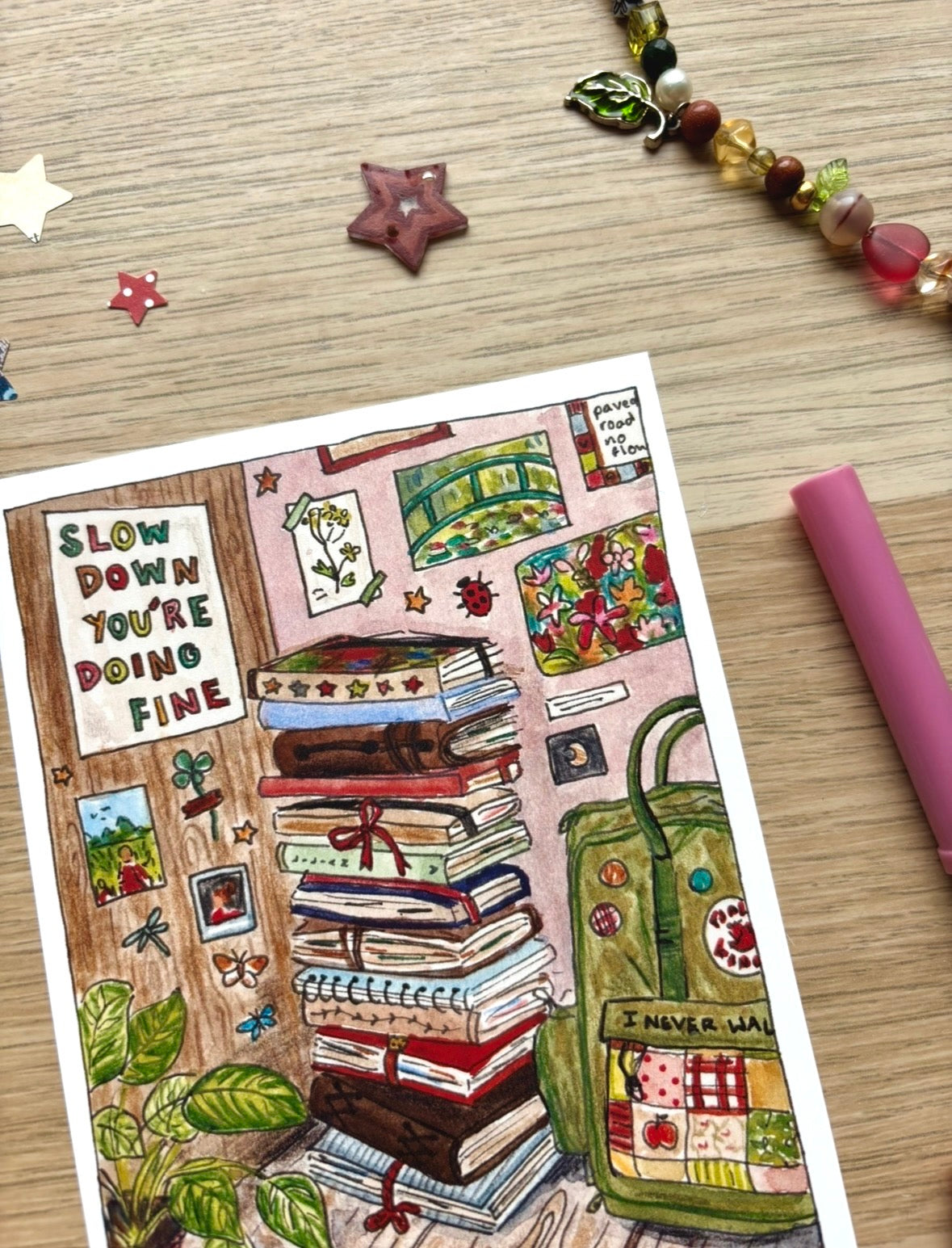"Journal Stack" A6 Postcard Print