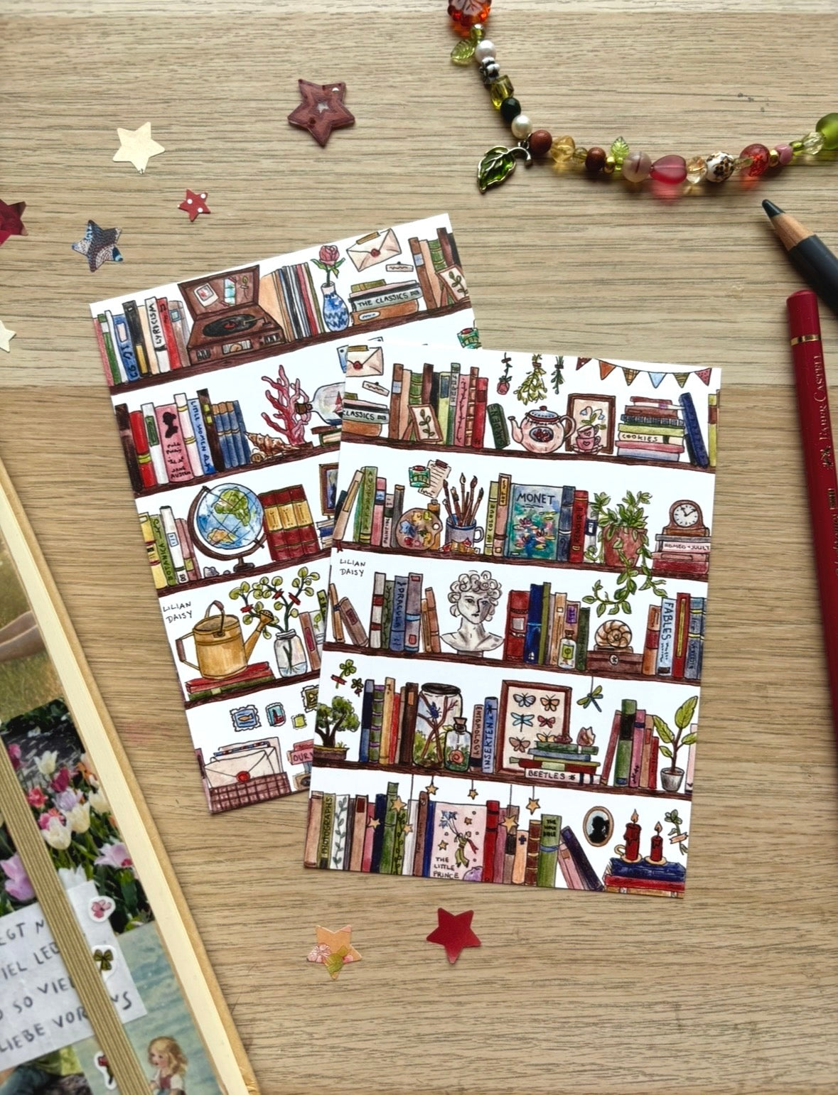 "Bookshelves" Set of 2 A6 Postcard Prints