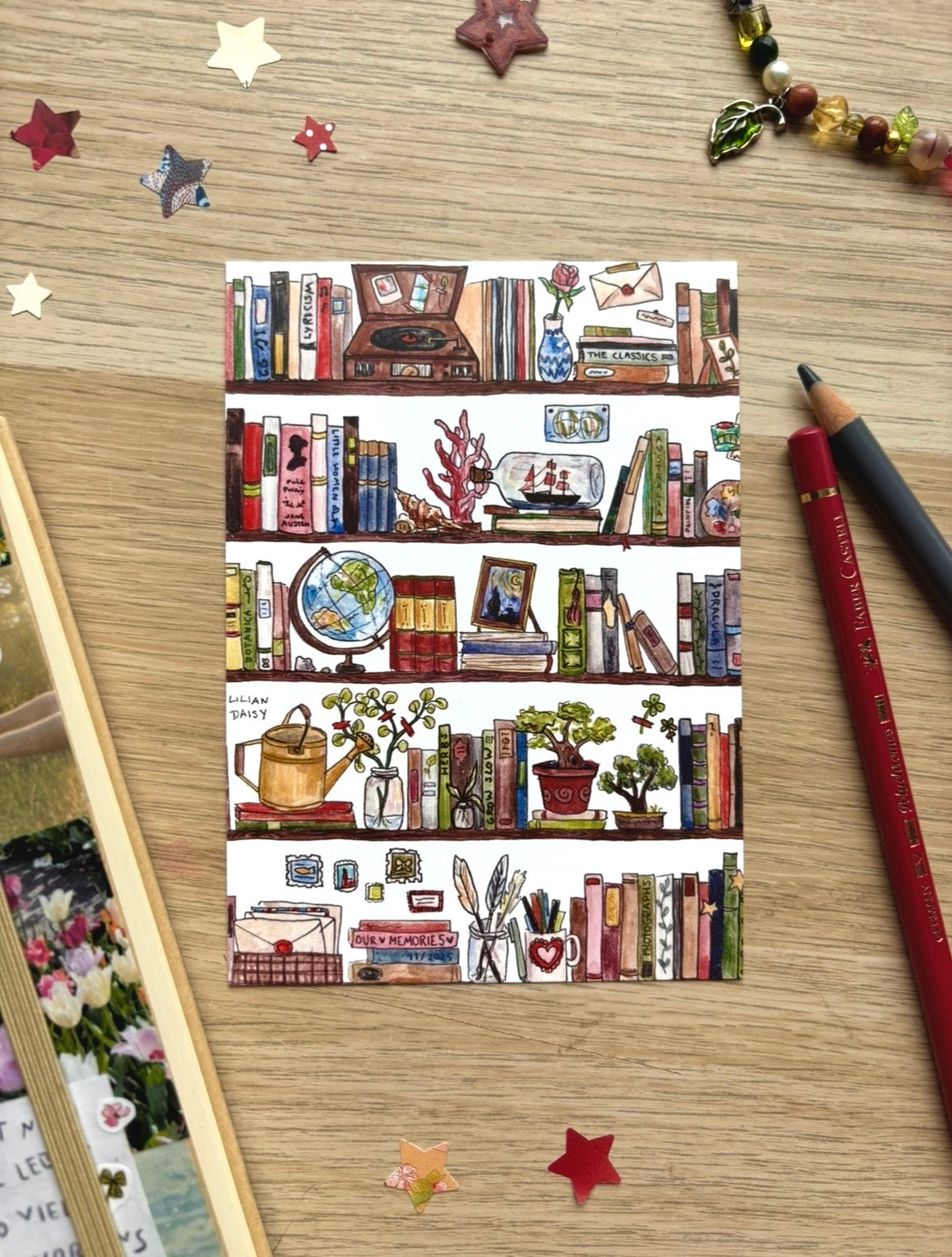 "Bookshelves" Set of 2 A6 Postcard Prints