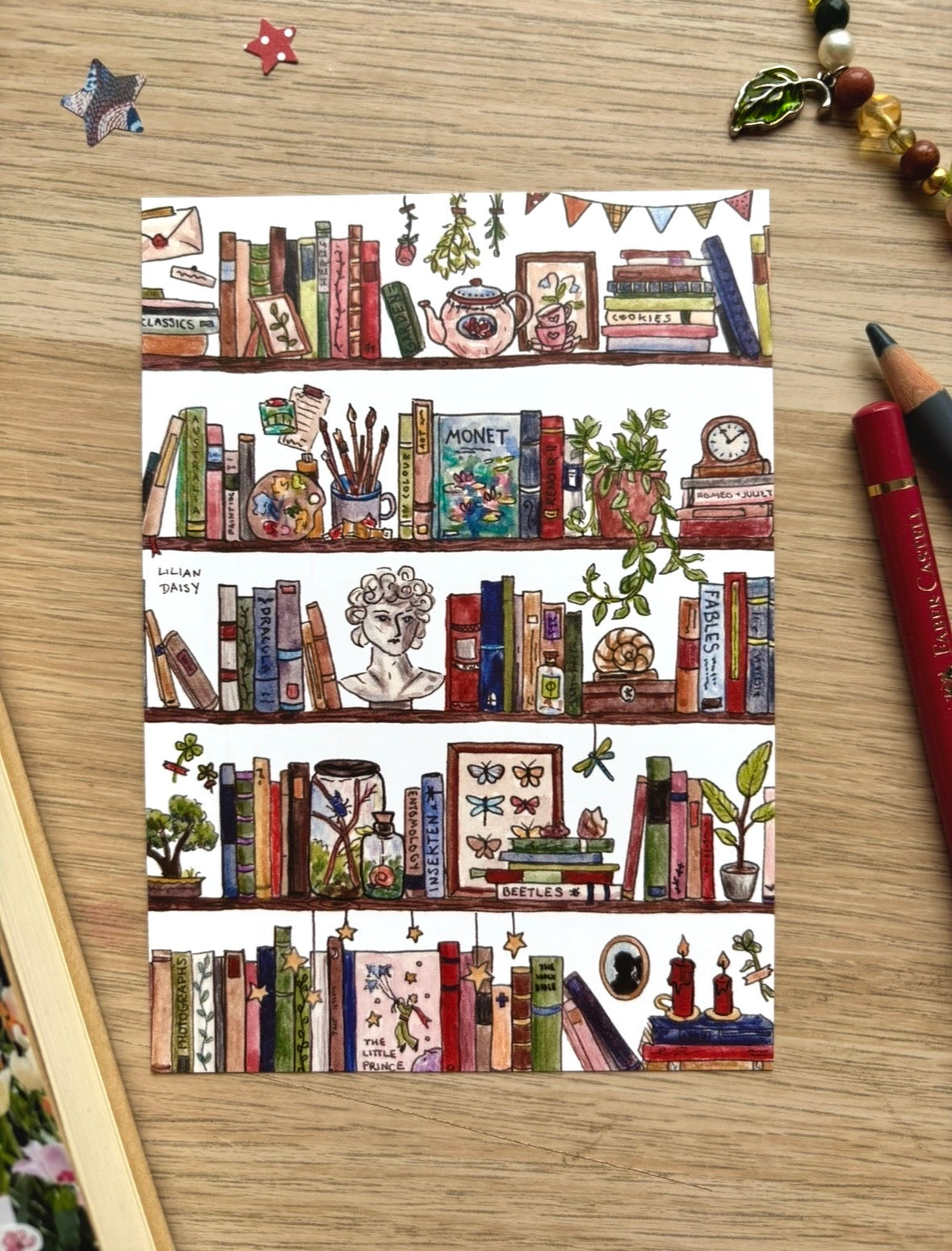 "Bookshelves" Set of 2 A6 Postcard Prints