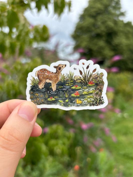 "Deer in the Pond" Vinyl Sticker